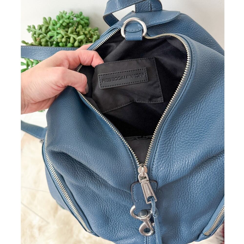Rebecca Minkoff Julian Backpack Purse in Blue Pebbled Leather - Picture 7 of 12